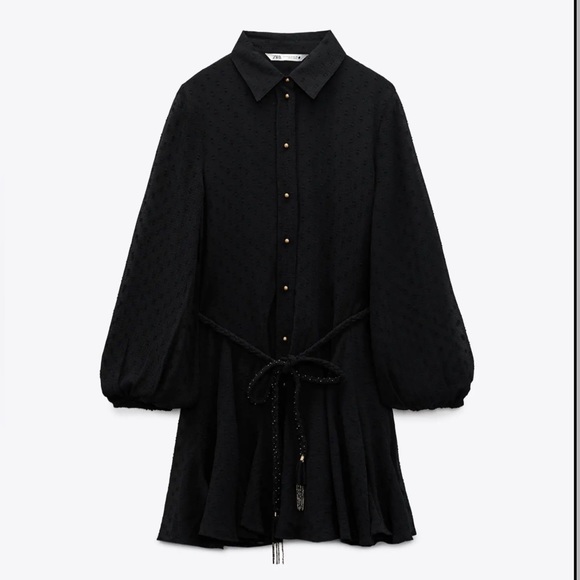 NWT Zara black Swiss dot mini dress - Picture 4 of 5